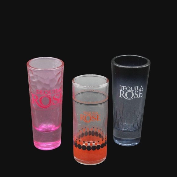 Lot Of 3 Tequila Rose Shot Glasses Pink Black - Picture 3 of 10